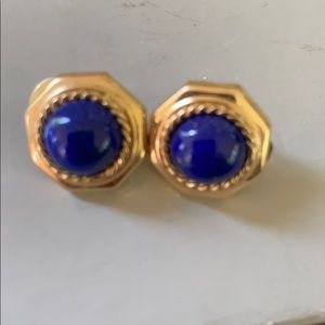 18k Lapis European back earring